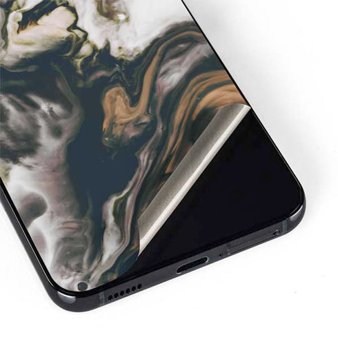 Copper and Black Marble Ink Galaxy S22 Skin